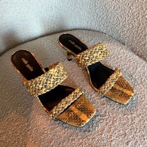 Cult Gaia Kal Snakeskin Sandal in Canary